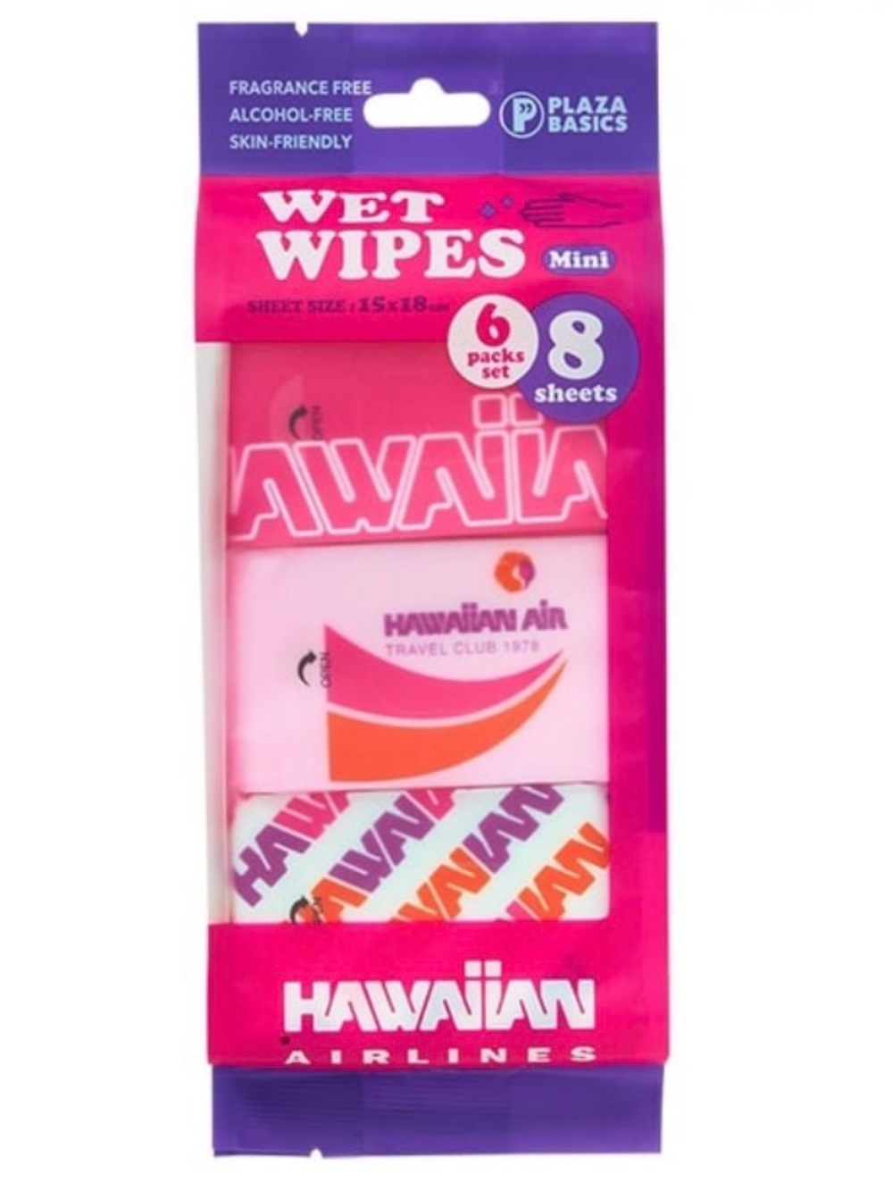 Hawaiian Airlines Branded Wet Wipes - Pink & Orange
